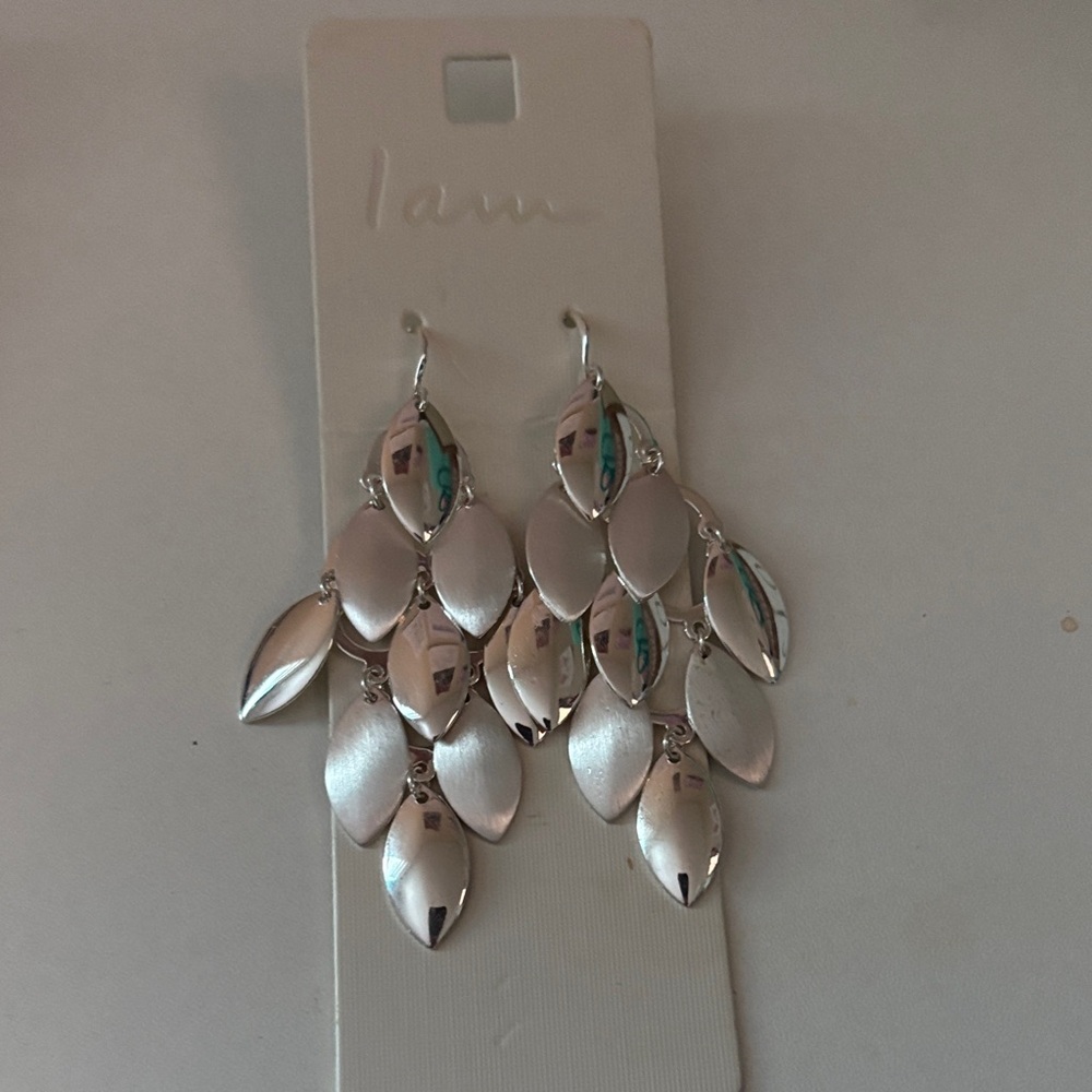 Elegant Silver Leaf Drop Earrings